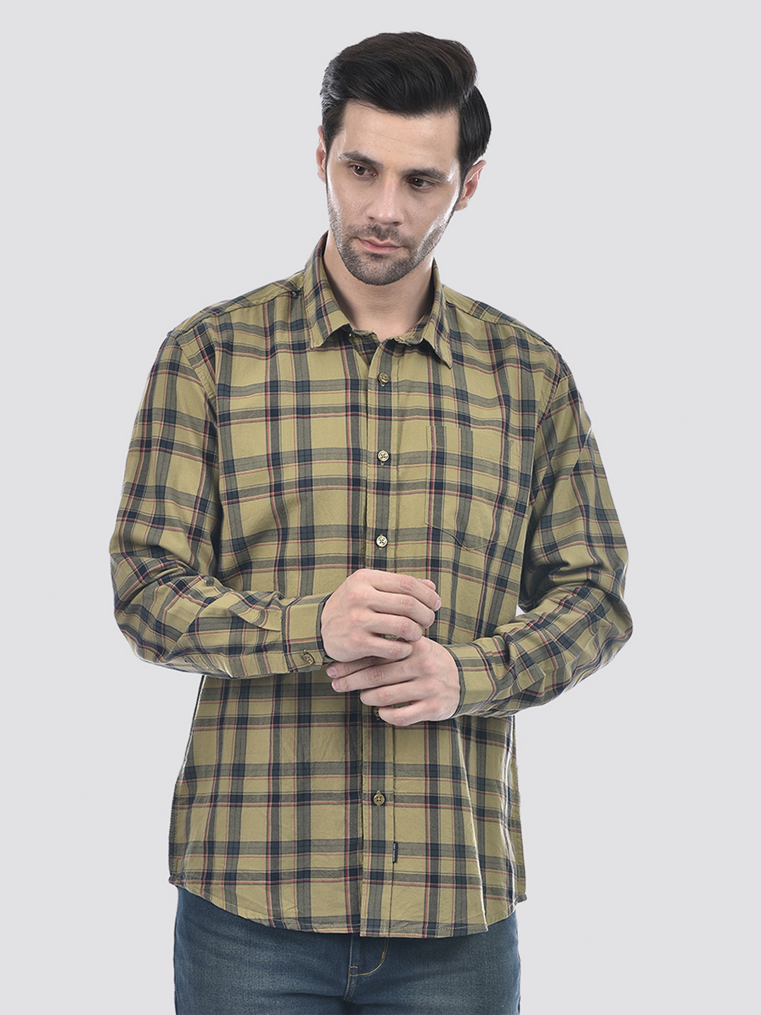 Numero Uno Men Checkered Dark Green Shirt